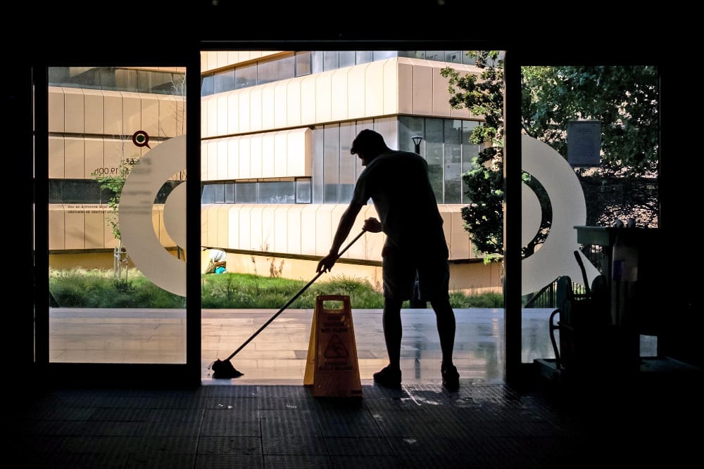 Janitor mopping