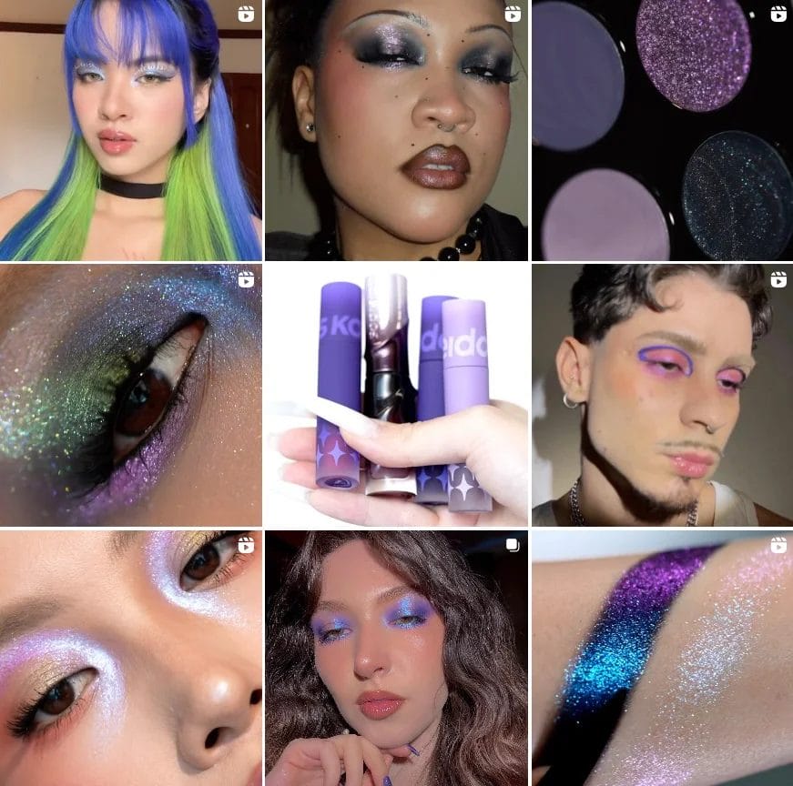 Kaleidos products being modeled in a collage of social media photos.