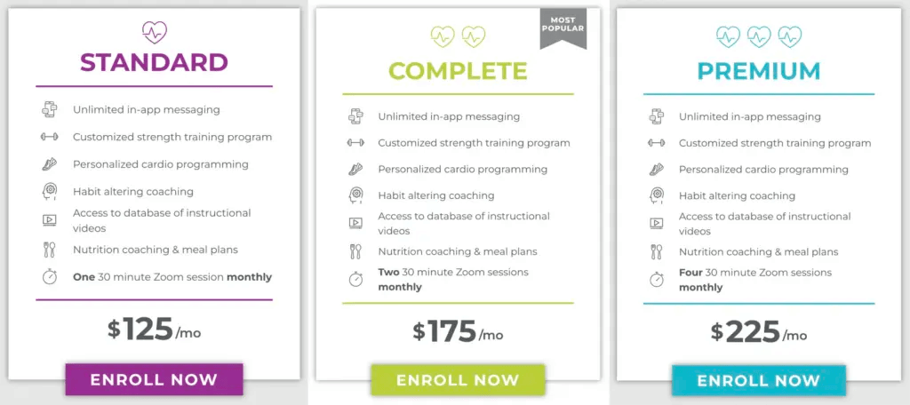 Screen shot of provided services by Forge PT