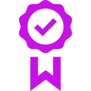 Icon for Stand Out represented by a purple ribbon with a check mark.