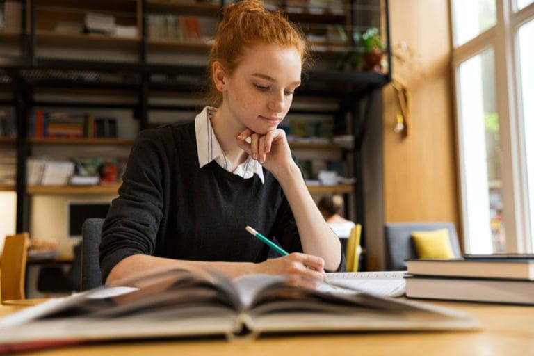 woman studying