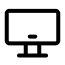 A black and white minimalistic icon representing a computer monitor, commonly used to symbolize technology, digital content, or online services.