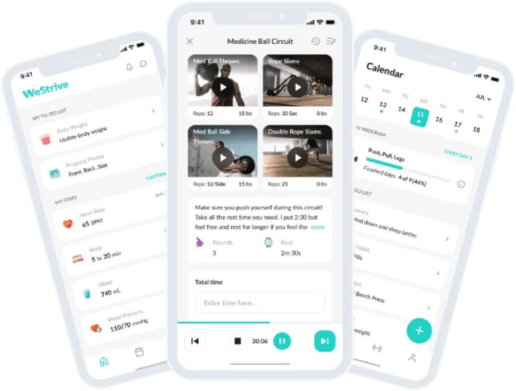 Screenshot of the WeStrive app's trainer home page.