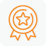 Orange icon of a certification award