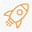 Orange icon of rocket launch