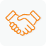 Orange icon of a handshake