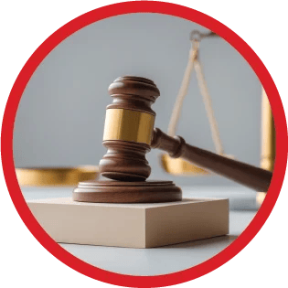 A gavel with the handle aiming to the right.