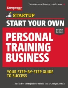 Front cover of book entitled "Start Your Own Personal Training Business: Your Step-by-Step Guide to Success" by Cheryl Kimball