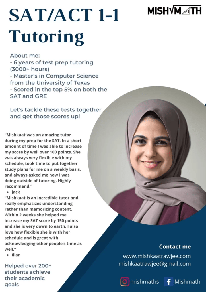 Screenshot of tutor flyer from Mishkaat Rawjee