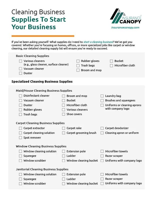 Image of a cleaning business supply checklist