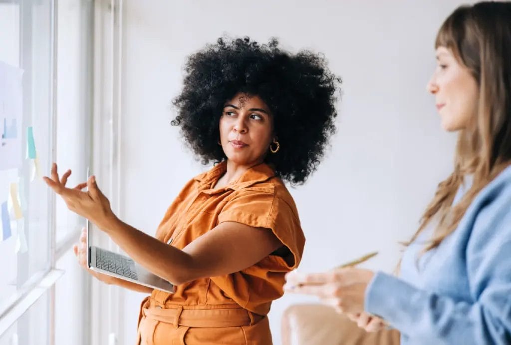 Life coach working with client in coaching exercise