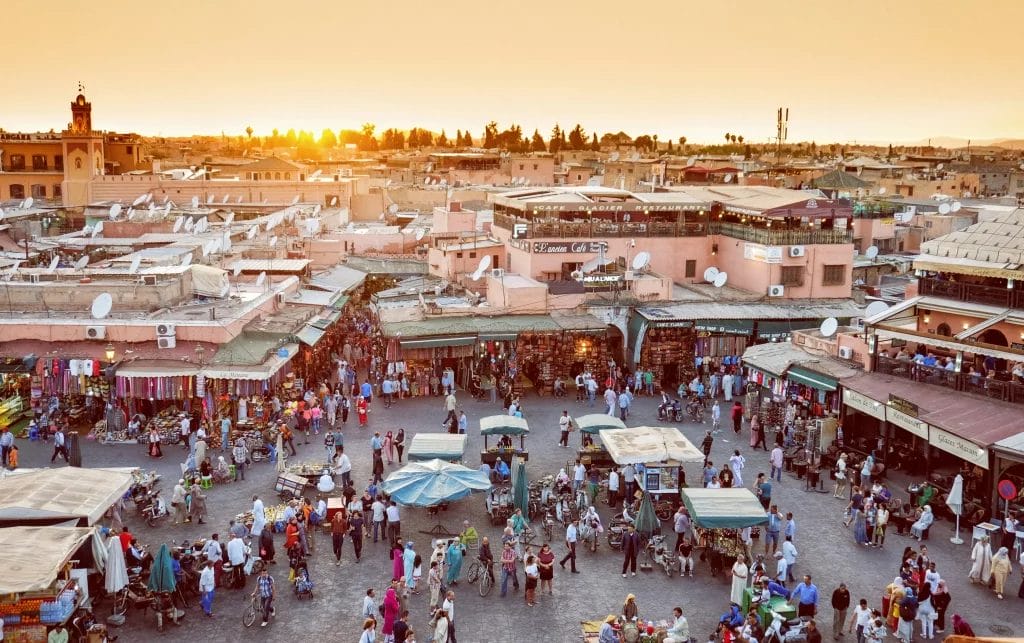 A bustling outdoor market.