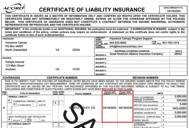 What Is an ACORD Certificate of Insurance? - Insurance Canopy