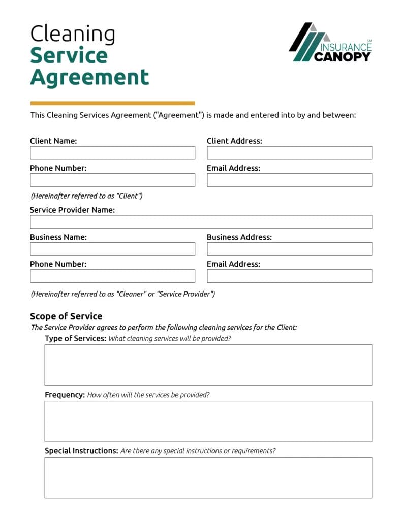 image of a service agreement form