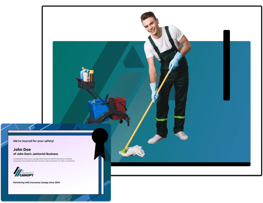 janitor smiling while mopping