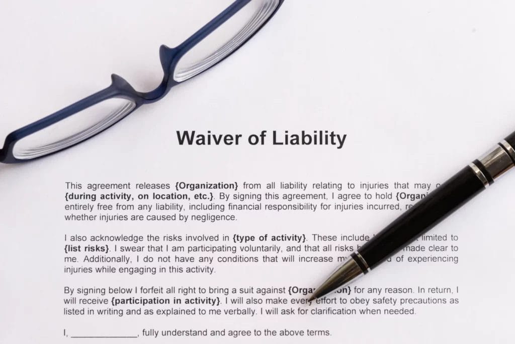 A close-up look at a waiver of liability