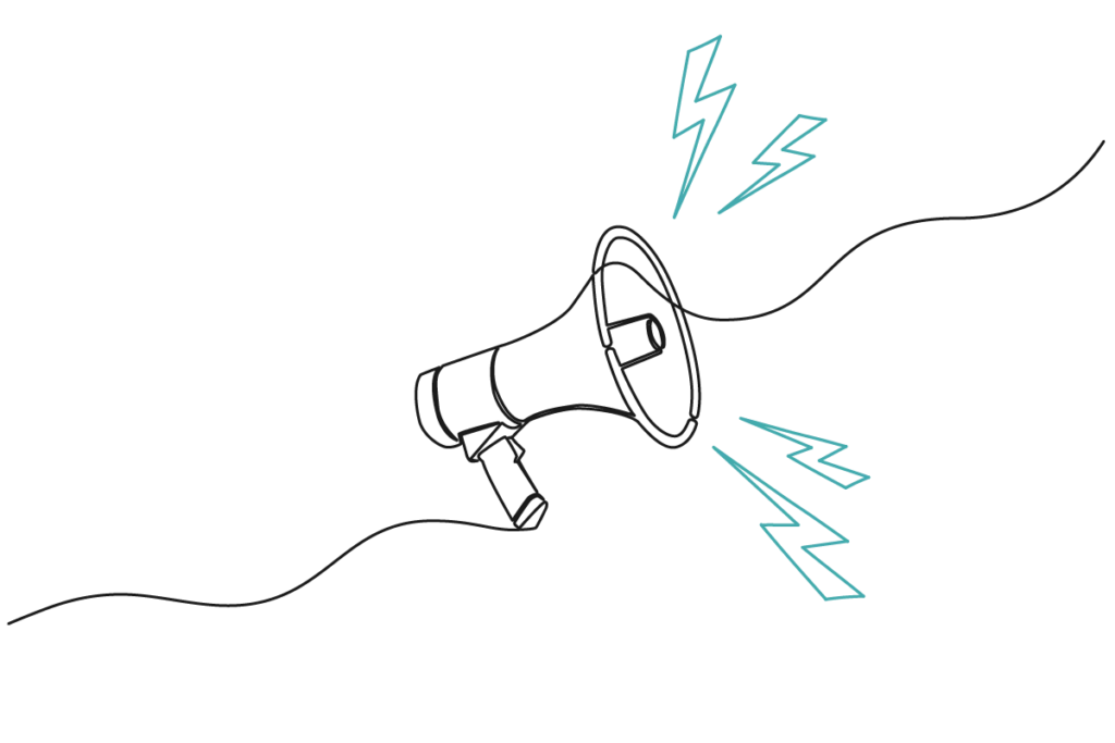 Line art of a megaphone.