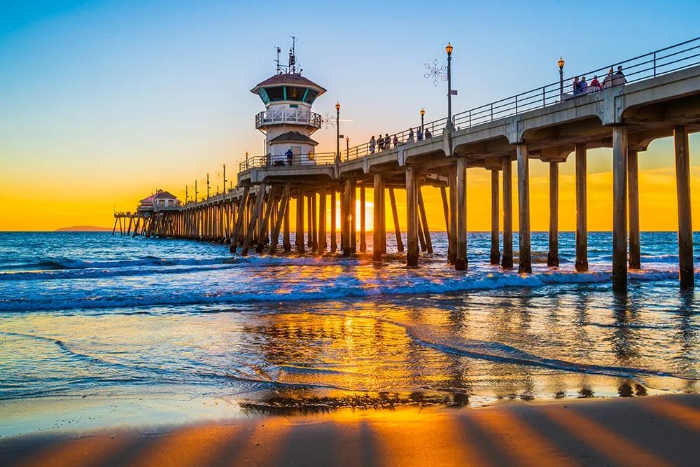 Image of Huntington Beach pier at sunset