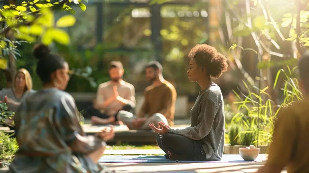 Outdoor meditation group.