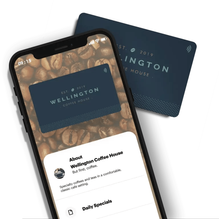 An example of an NFC business card on a smartphone