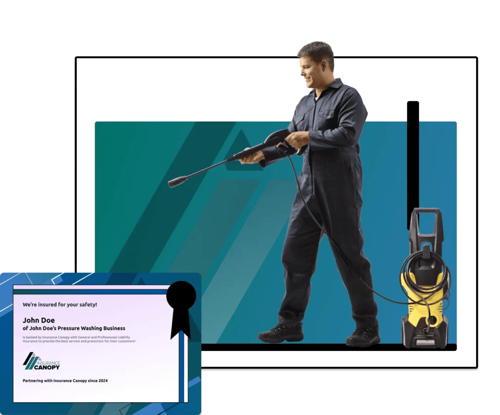 Image of the guy using a pressure washer