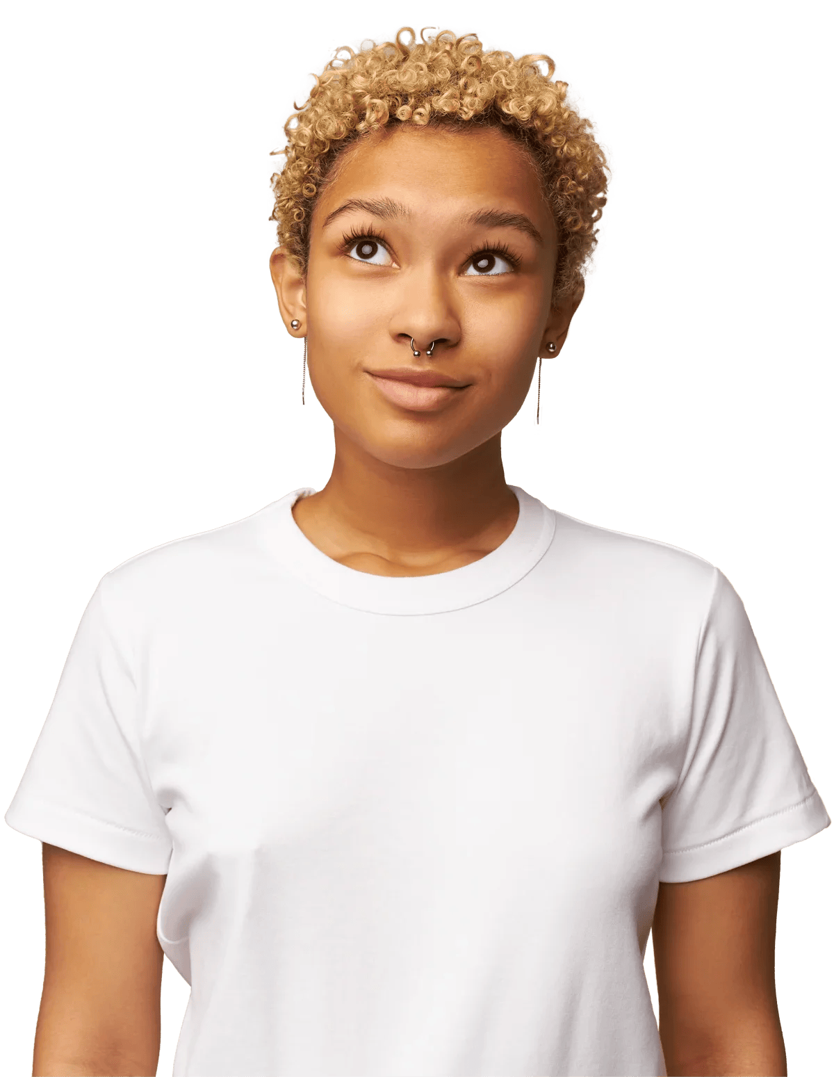 A small friendly small business owner in a t-shirt.