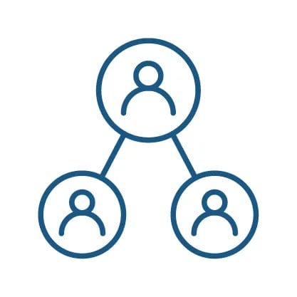 Illustrated icon for management consulstants, showing a working heirarchy chart