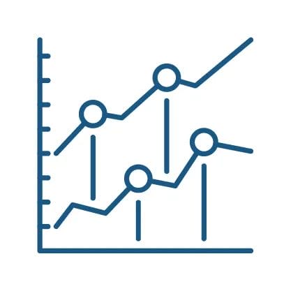 Illustrated icon for marketing consultants, showing a chart with positive growth