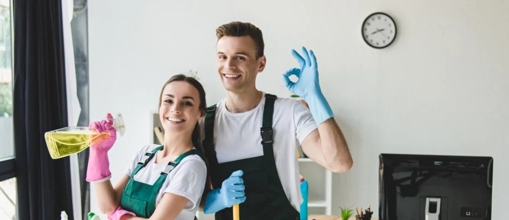 Man and woman cleaners