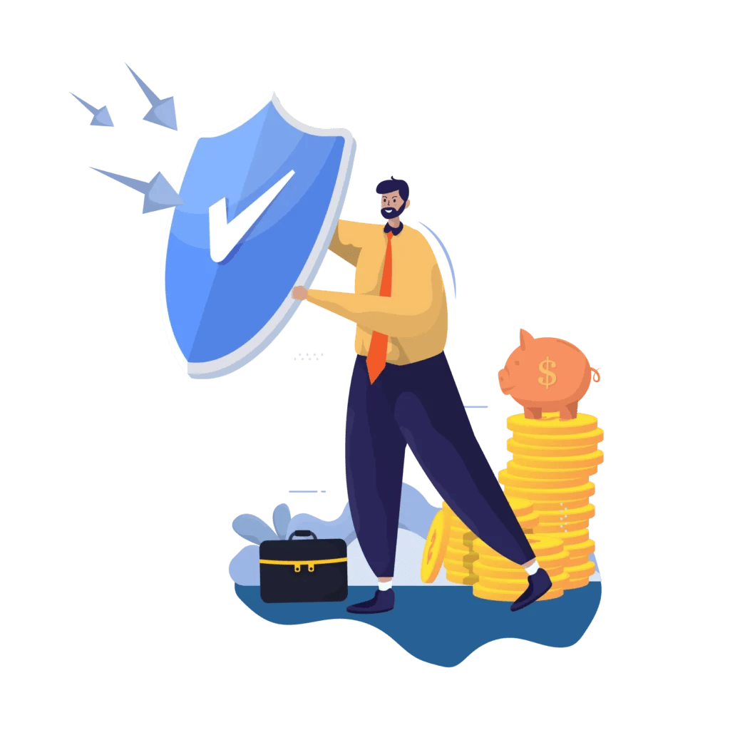 Illustration of the guy holding a shield