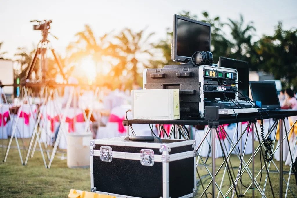 DJ event set up outside for a wedding venue.