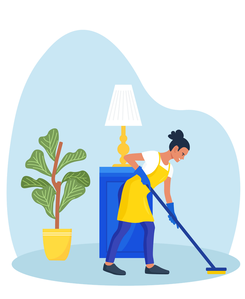Illustration of a lady cleaning the floor