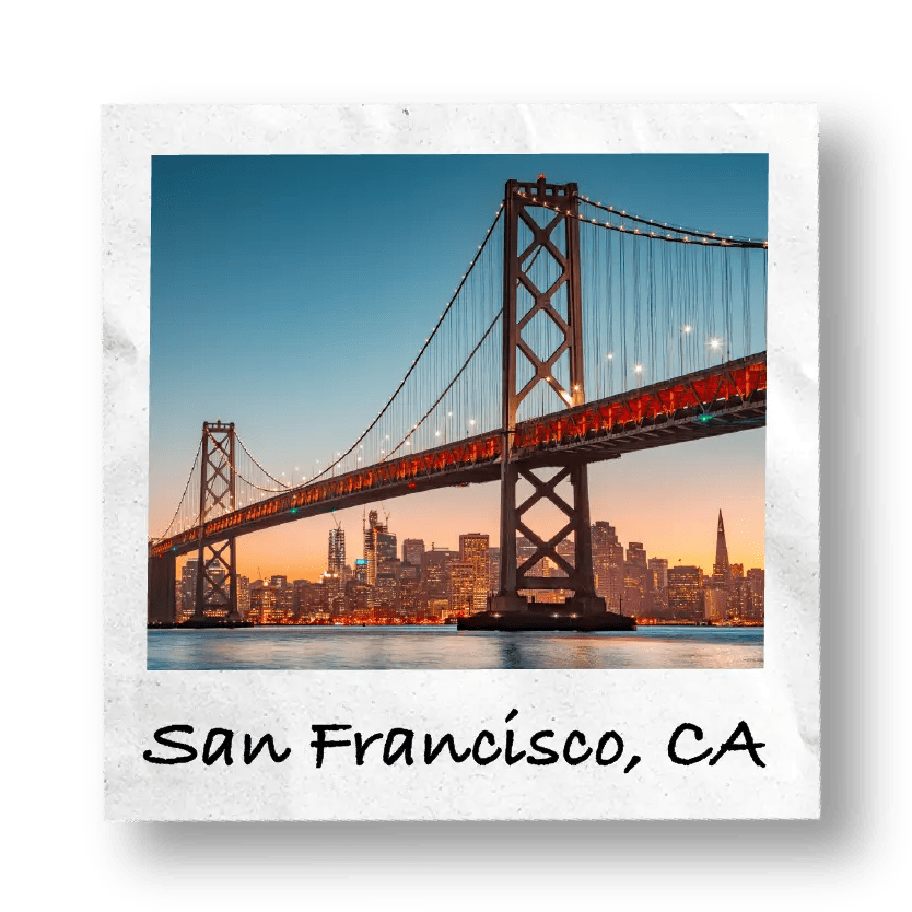 San Francisco, CA bridge at sunset.