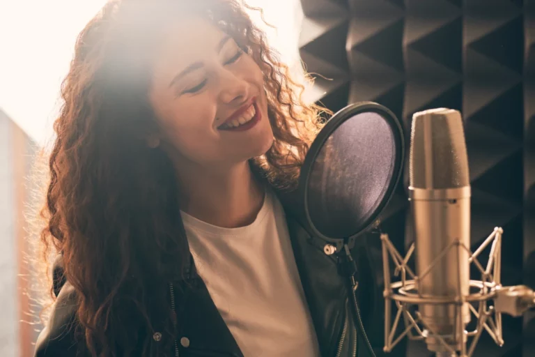 A recording artist in the studio.