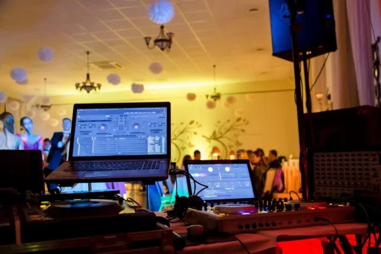A wedding DJ's equipment.