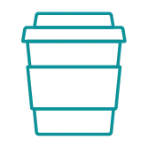 Illustrated hot coffee to-go cup with sleeve.
