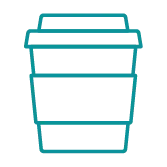 Illustrated hot coffee to-go cup with sleeve.