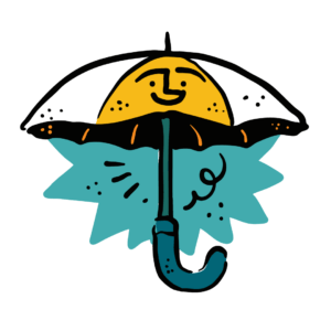 A happy icon of an umbrella