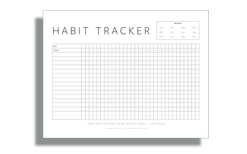 Habit Tracker Worksheet Life Coach