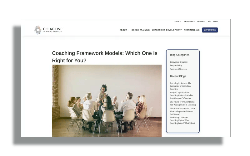 Coaching Framework Models Screenshot