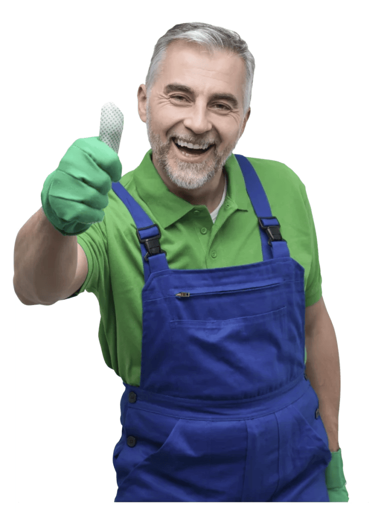 Framed image of a gardener with thumbs up