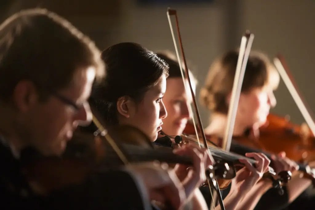 Violinists performing